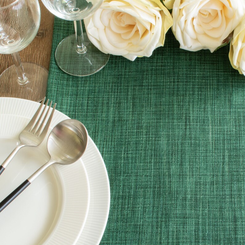 Dark Green Kitchen Table Runner With Ruffles 72 Inches Long Etsy
