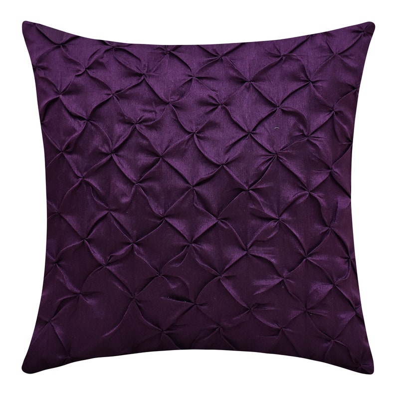 Deep Purple Throw Pillow Cover Pinch Pleat Textured Pillow Etsy