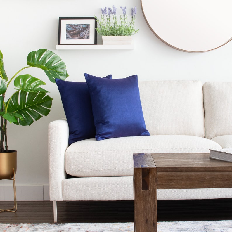 Dark Blue Decorative Pillow Cover 22x22 Inch for Sofa Couch Etsy