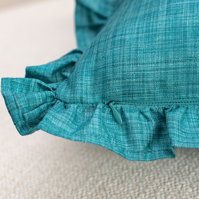 Teal Solid Euro Sham Pillow Cover With Frills 26x26 Inch Etsy