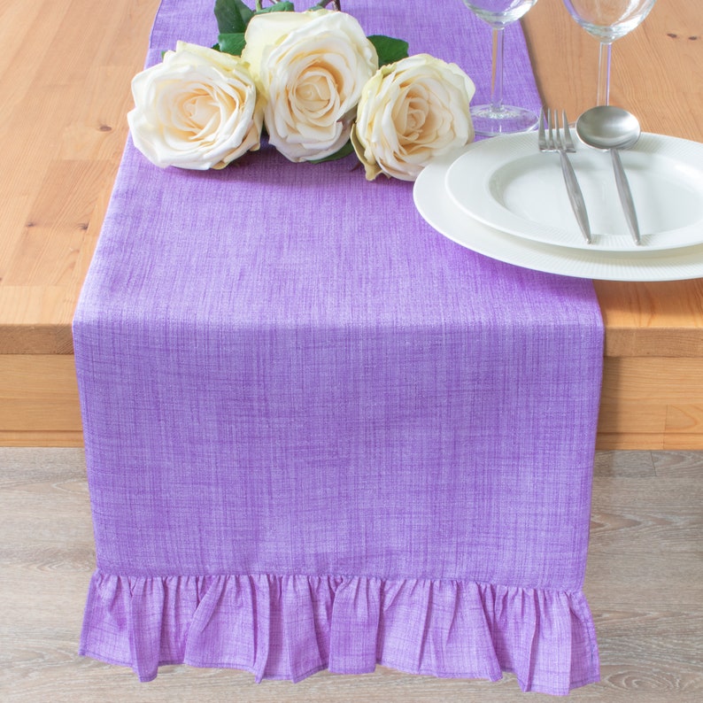 Lavender Extra Long Table Runner With Ruffles 120 Inches for Etsy