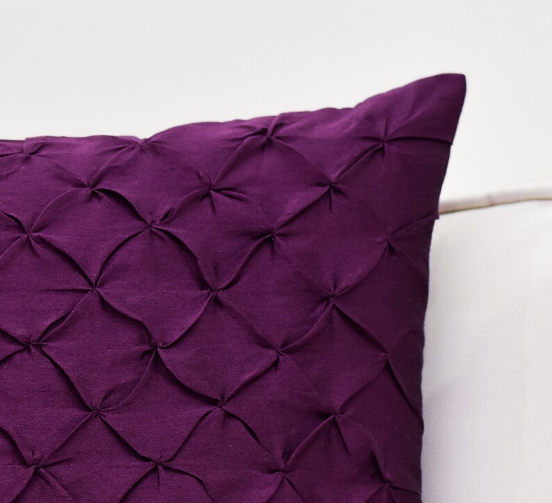 Plum Throw Pillow Cover Pinch Pleat Textured Pillow Etsy