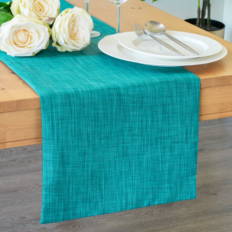 Teal Extra Long Table Runner 144 inches For Dining Kitchen Etsy