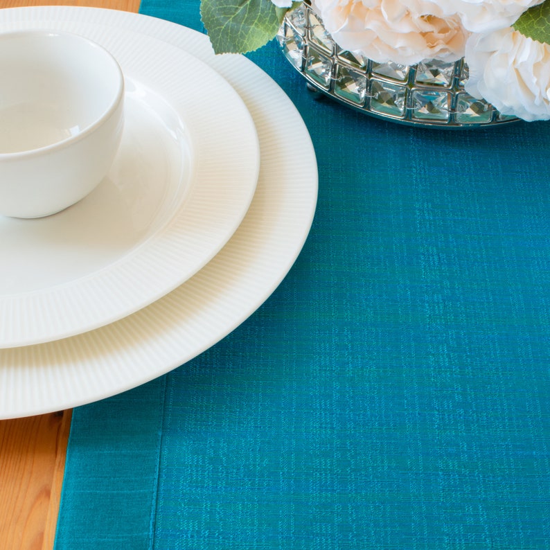 Turquoise Side Table Runners 36 Inch Long V Ends for Etsy