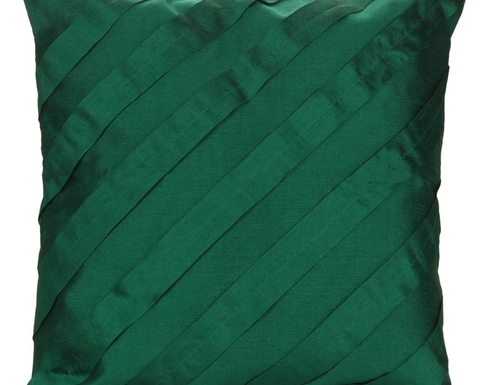 Emerald Green Throw Pillow Cover With Pleating Etsy