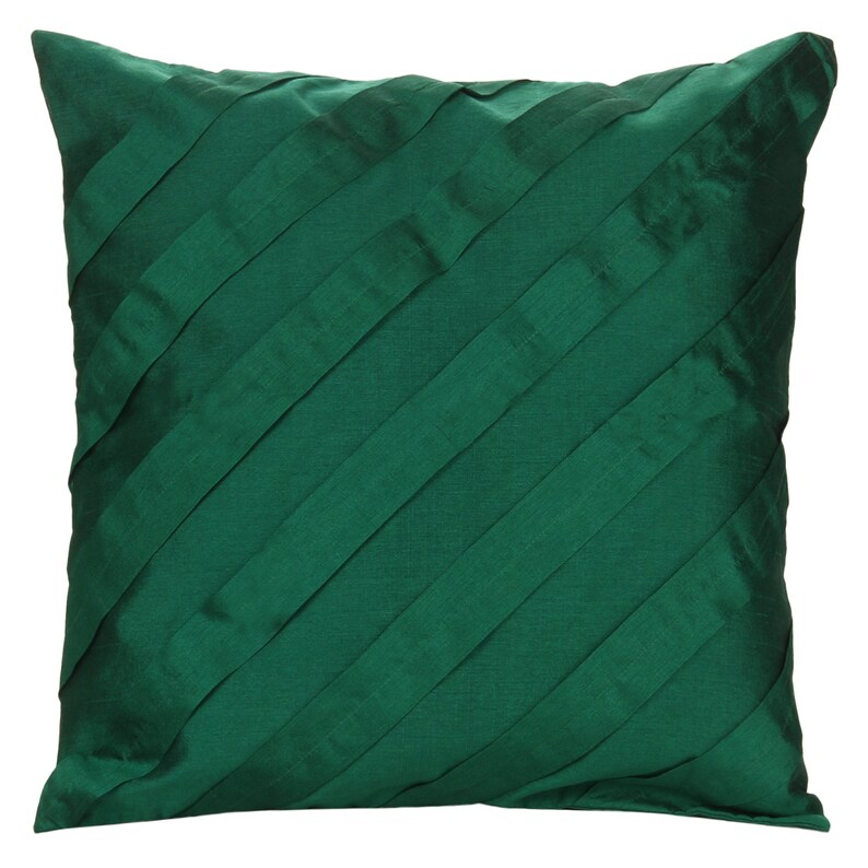 Emerald Green Throw Pillow Cover With Pleating Etsy