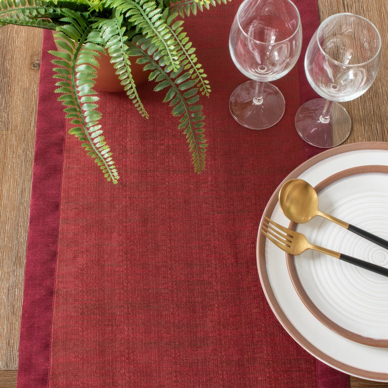 Brick Red Side Table Runners 36 Inch Long V Ends for Etsy