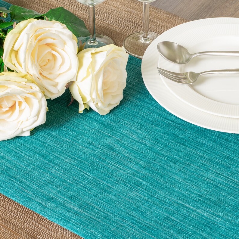 Teal Long Table Runner 108 inches long For Dining Kitchen Etsy