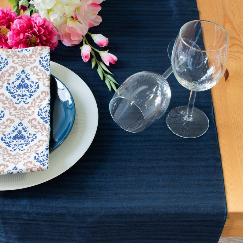 Navy Blue Dining Table Runners 13x72 inch Perfect for Home Etsy