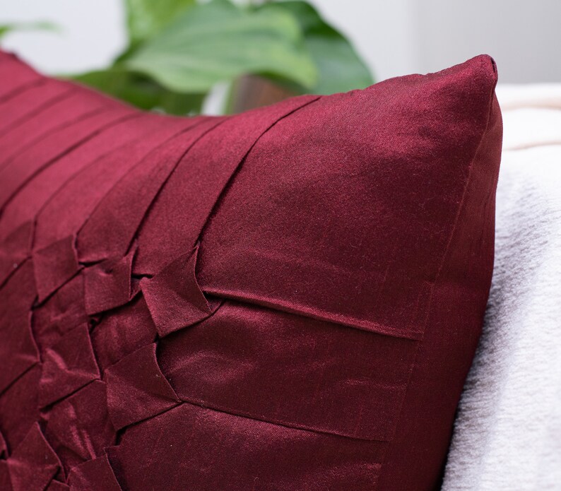 Maroon Throw Pillow Covers 16x16 Inch Box Pleated Etsy