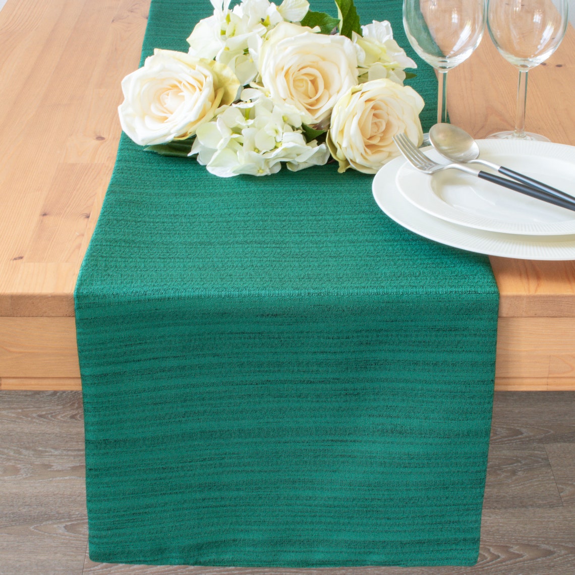 Dark Green Side Table Runners 36 Inch Long Dresser Scarf for Etsy