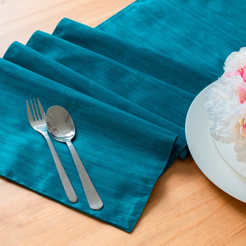 Teal Short Table Runners 13x48 Inch Perfect for Home Etsy