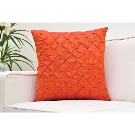 Orange Throw Pillow Cover Pinch Pleat Pinch Pleated Decorative Pillow Cases
