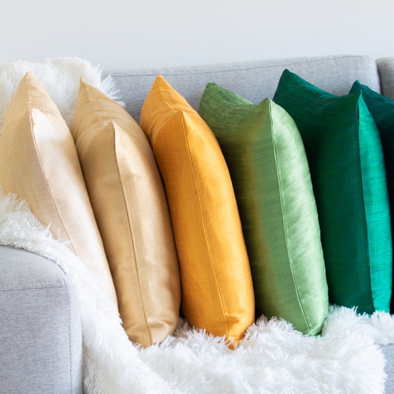 Emerald Green Throw Pillow Covers 16x16 inch Faux Silk wth Etsy