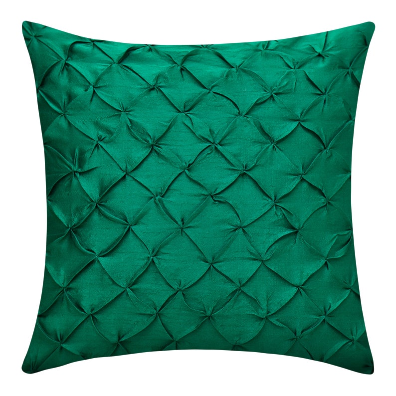 Emerald Green Throw Pillow Cover Pinch Pleat Textured Pillow Etsy
