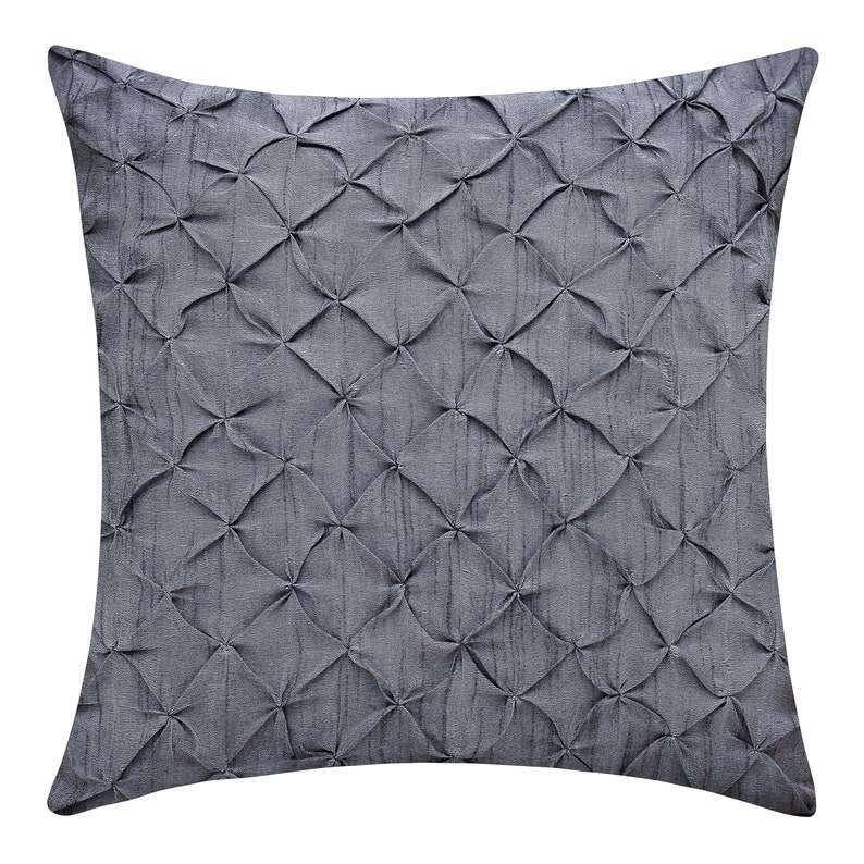 Charcoal Grey Throw Pillow Cover Pinch Pleat Textured Pillow Etsy