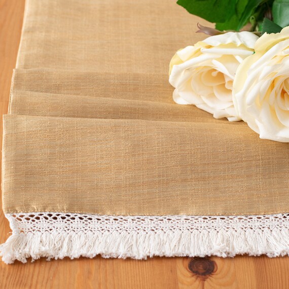 Gold Dining Table Runner 72 inches long Macrame Crochet Lace Etsy