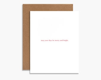 may your days be merry and bright card, letterpress card, christmas card