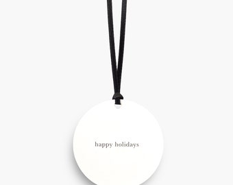happy holidays gift tag, christmas gift tag, present tag, to from tag, letterpress