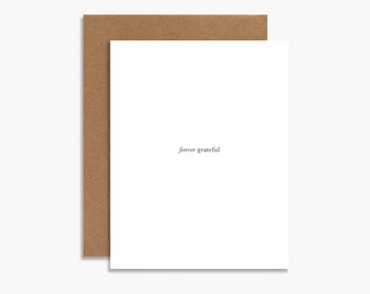 forever grateful card, thank you card, gratitude card. letterpress card