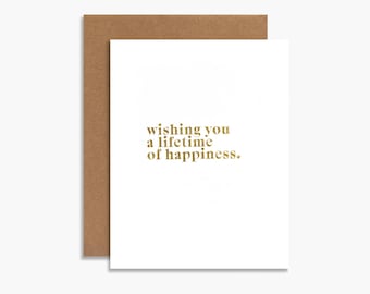 Wedding Greeting Card | Wishing You A Lifetime Of Happiness Gold Foil Card | Engagement Congratulations Card | Luxury Celebration Card