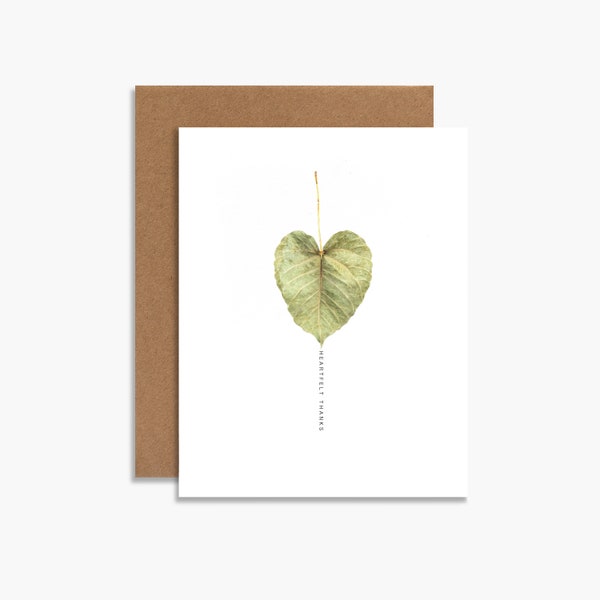 heartfelt thanks botanical greeting card, birthday card, flower print, art print, minimal greeting card