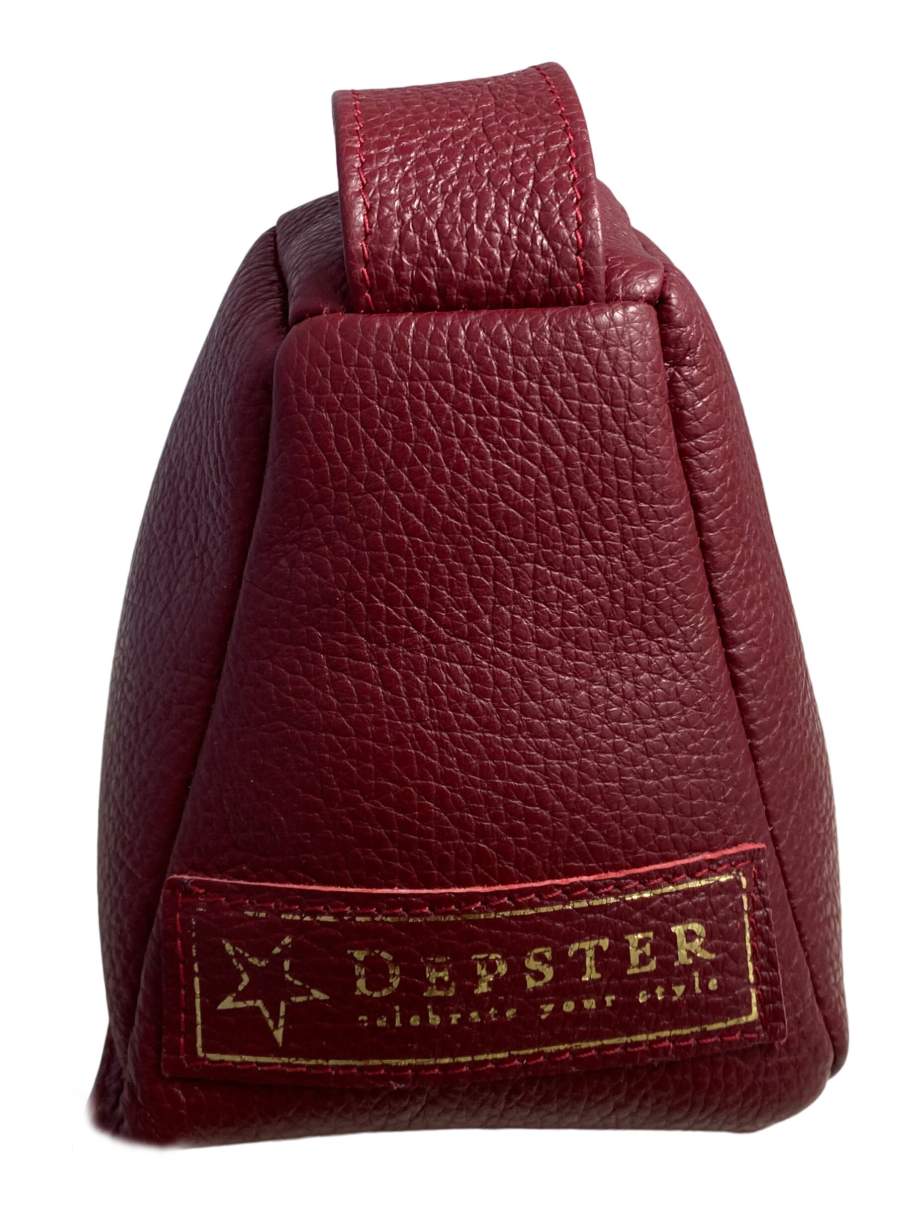 Hand Made Luxury Door Stop in Dark Red / Bordeaux Coloured Leather