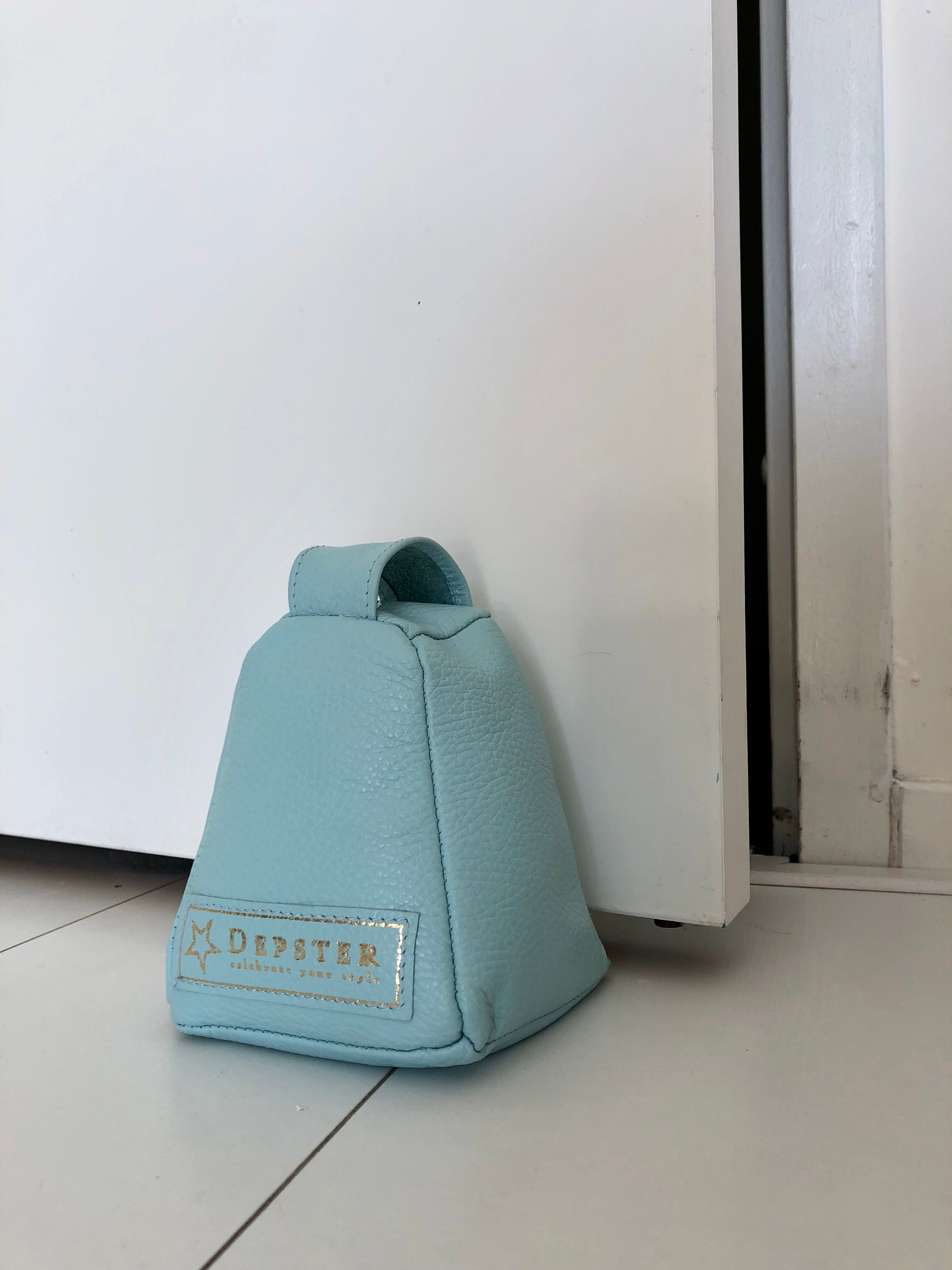 Hand Made Luxury Door Stop in White Leather, Which You Can Fill With