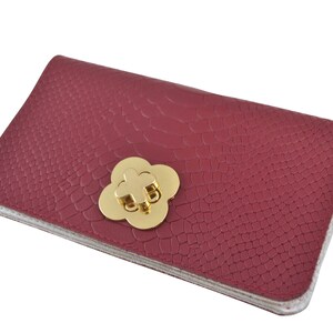 Hand gemaakte luxe leren clutch portomonnee met slangenprint, met separaat kleine portomonnee. Voor creditcards, geld, paspoort en telefoon