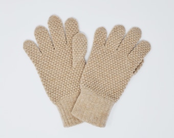 Gants marron clair cachemire, gants pour dames, gants texturés