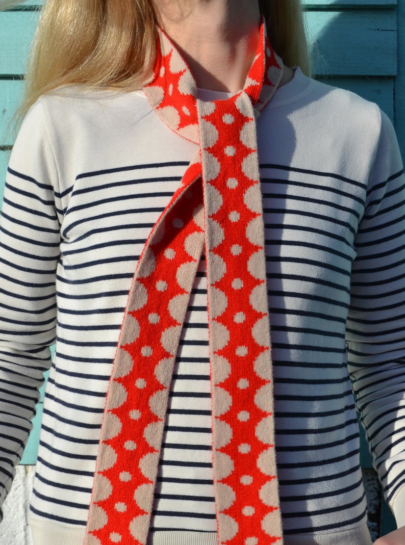 Strider Scarf Skinny Woollen Scarf, Geometric Pattern Scarf - Etsy