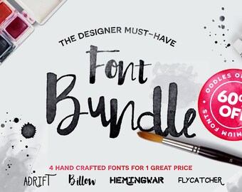 60% OFF - Digital Fonts - Hand Crafted Font Bundle - Script font - Calligraphy font - Handmade fonts