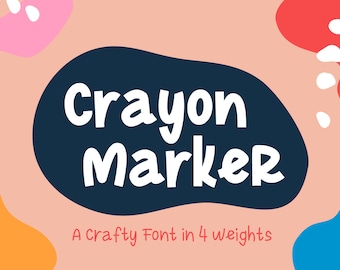 Crayon Marker Font - Cricut Font - Canva Font - Corjl Font - Handwritten Font - Procreate Font / Instant Digital Download