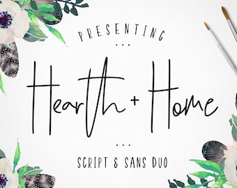 Hearth &Home Font Duo - Fuentes de marca - Fuentes Cricut - Fuentes Canva - Fuentes manuscritas - Fuentes Procreate / Descarga digital instantánea