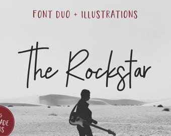 The Rockstar Font Duo - Branding Font - Cricut Font - Canva Font - Fuente manuscrita - Procreate Font / Descarga digital instantánea