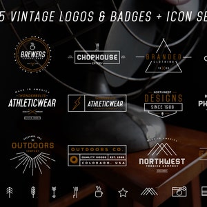 15 Vintage Logos & Badges + Icon Set