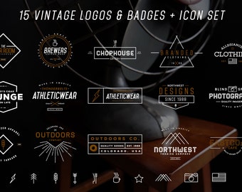 15 Vintage Logos & Badges + Icon Set