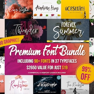 Premium Font Bundle + 500 Graphics | Branding Fonts - Cricut Fonts - Canva Fonts - Handwritten Fonts - Procreate Fonts | Instant Download