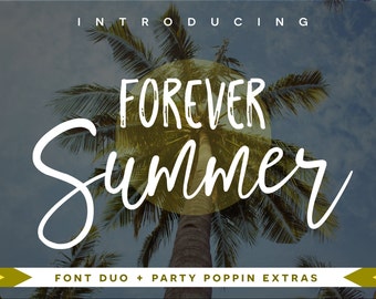 Forever Summer Font Duo - Fuente de marca - Fuente Cricut - Fuentes Canva - Fuente manuscrita - Fuente Procreate / Descarga digital instantánea