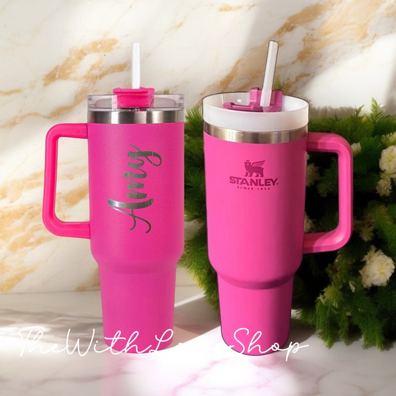 Customized Hot Pink Stanley Engraved Laser Engraved Cup Flamingo ...