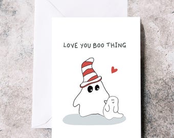 Love You Boo Thing Ghost Card - Halloween Greeting, Anniversary Card