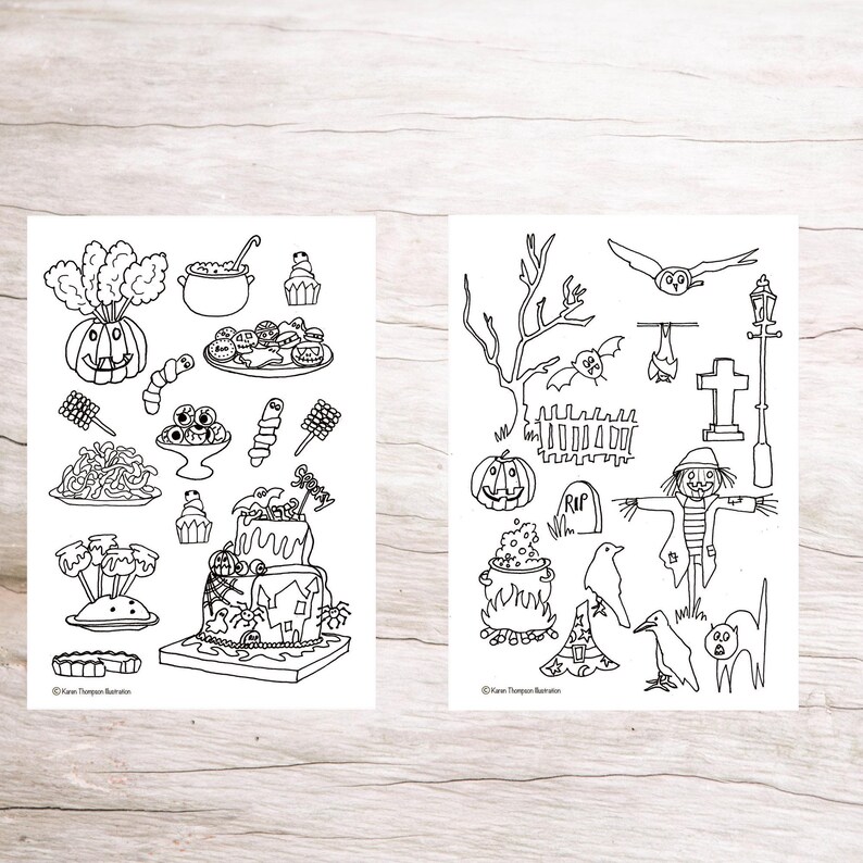 Fun Halloween Printable Colouring Sheets X 5 - Etsy