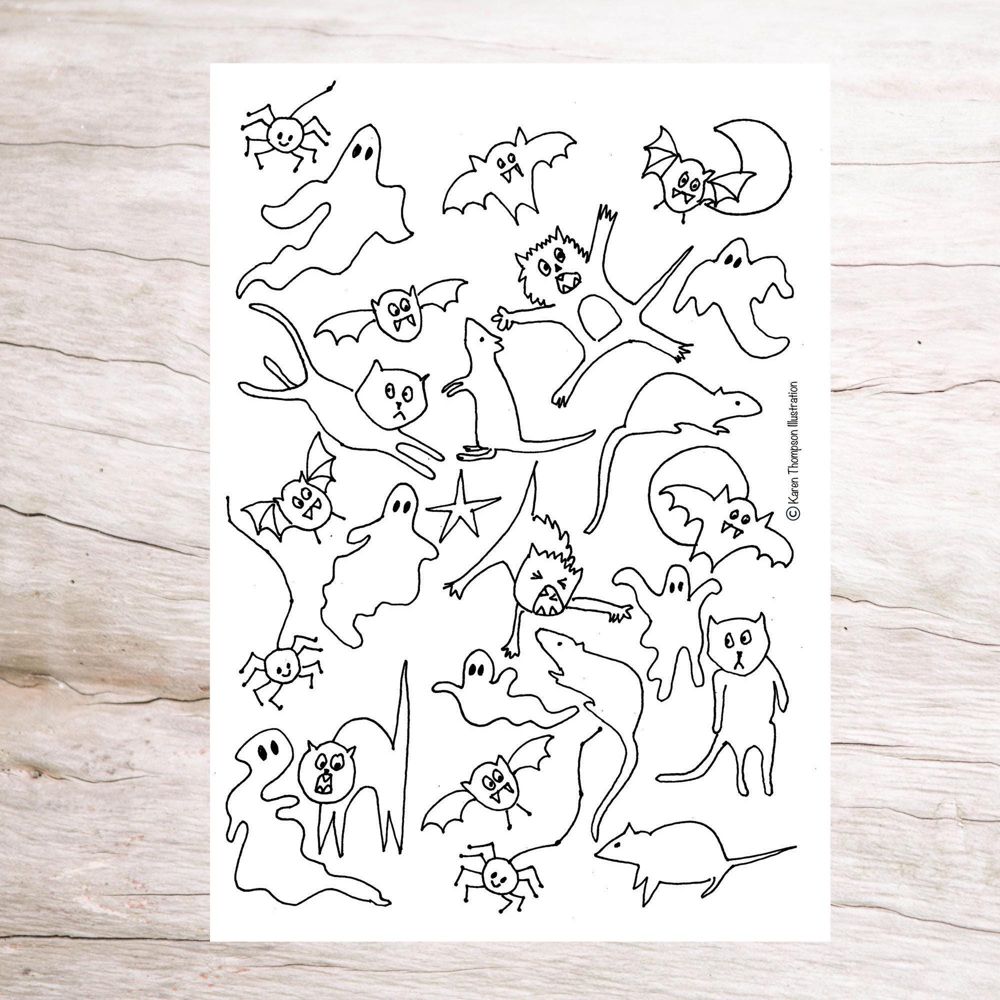 Fun Halloween Printable Colouring Sheets X 5 - Etsy