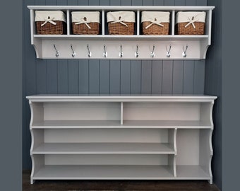 3 shelf with boot compartment shoe bench & coat rack with storage baskets Hallway Set