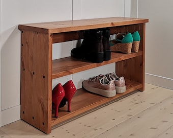 Shoe bench, shoe and boot rack, shoe storage, rustic hallway bench