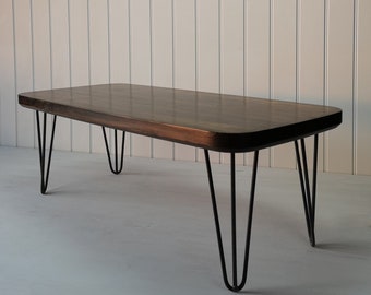 Retro Coffee Table, a vintage style with metal hairpin legs-Rectangle