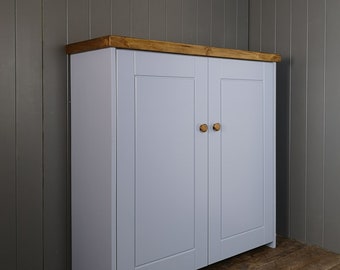 Handmade Rustic Painted Cupboard with Shelves, Shoe Rack