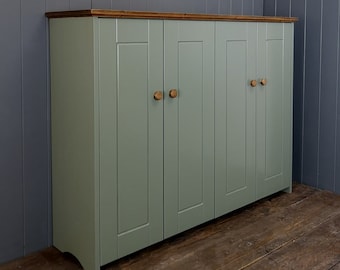 Handmade Soft Close Shoe Cabinet: Solid Wood, 4 Shelves