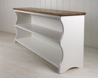 Handmade Hall Shoe Bench with Wood Shelves, Painted Finish
