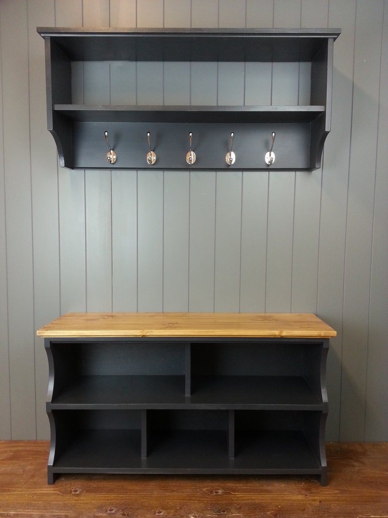 Shoe bench with coat rack complete hallway set. Shoe rack and coat hooks in a choice of colours and sizes imagem 2